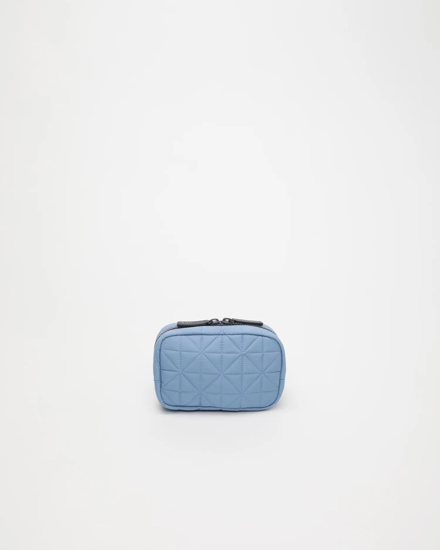 Front view of the Vee Belt Bag in Pigeon Blue by Vee Collective.