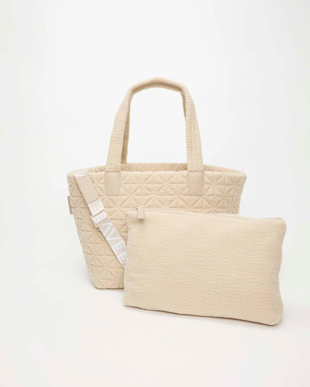 Vee Tote Medium Cream Sherpa by VEE COLLECTIVE