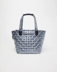 Front view of the Vee Tote Bag Medium in Icy Silver by Vee Collective.