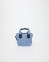 Front view of the Vee Tote Bag Mini in Pigeon Blue by Vee Collective.