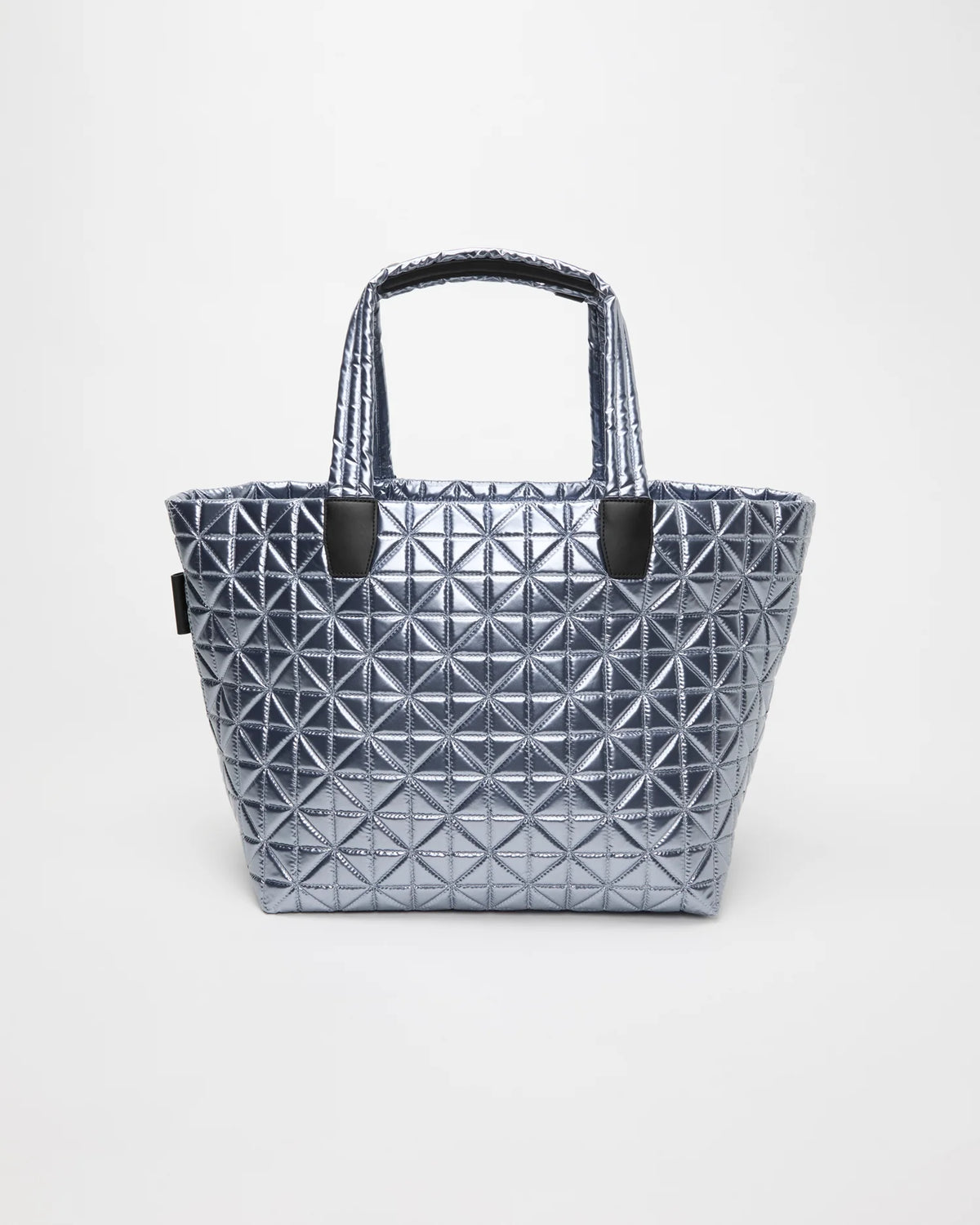 Front view of the Vee Weekender Bag  in Icy Silver by Vee Collective.