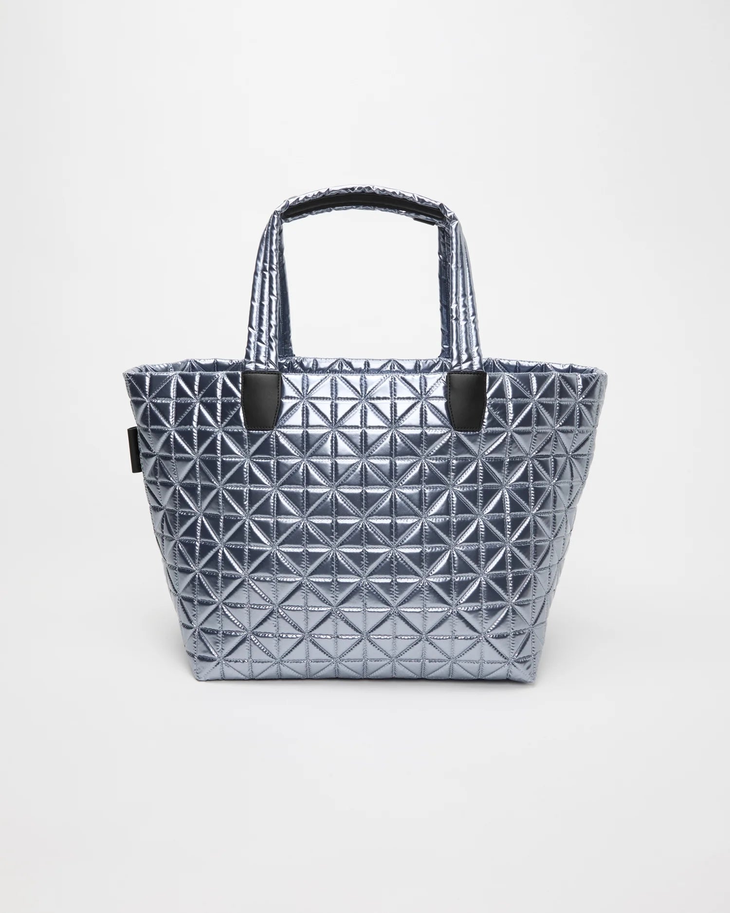 Front view of the Vee Weekender Bag  in Icy Silver by Vee Collective.